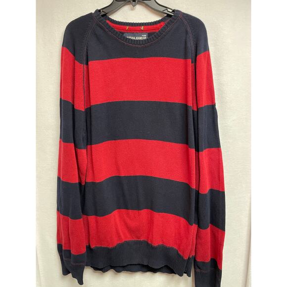 Nautica Jean‎ Co Sweater red blue striped mens size XXL - Picture 1 of 9